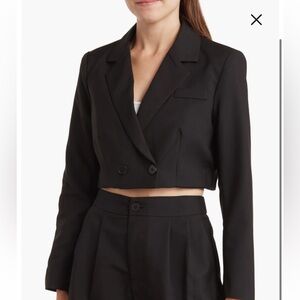 “Know One Cares" cropped black blazer NWOT